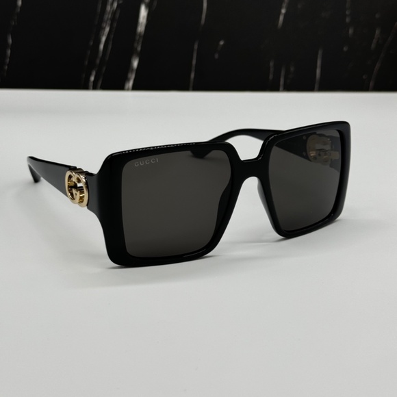 NEW GUCCI GG1692S 001 BLACK GREY SQUARE WOMEN GUCCI SUNGLASSES - Picture 5 of 12
